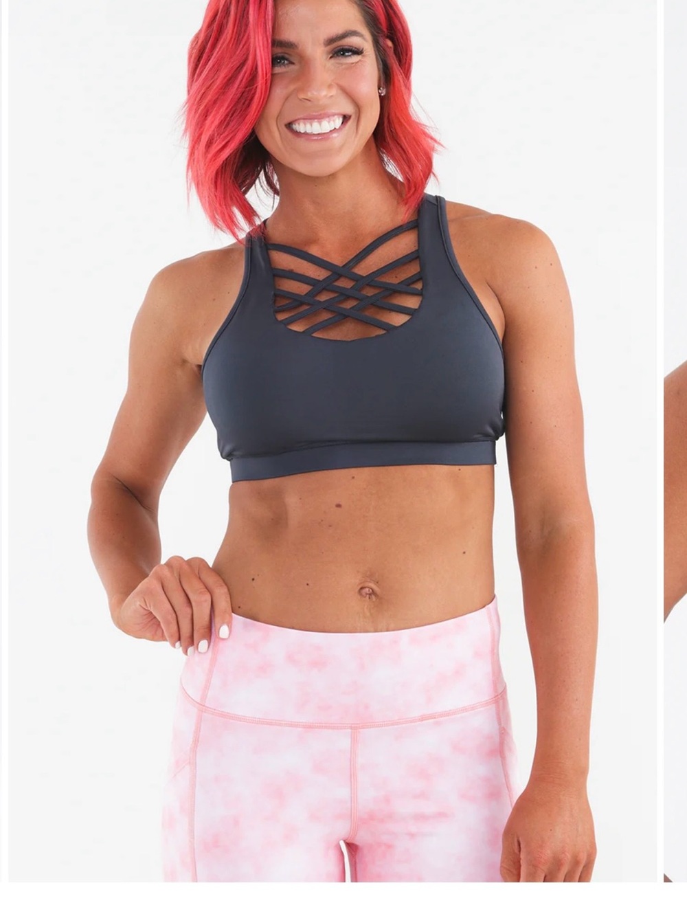 KIAVA Charcoal Strappy Front Sports Bra